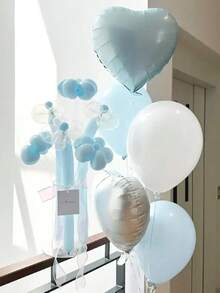 Bộ 10/20 quả bóng bay giấy hình trái tim màu xanh và trắng, kích thước 18 inch, dùng để trang trí khăn trải bàn tiệc, sinh nhật, cô dâu, lễ đính hôn, đám cưới, kỷ niệm, ngày Valentine và các dịp khác. - Nhiều màu - Xem 5