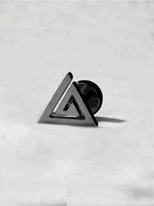 1pc Minimalist Geometric Triangle Cut Stainless Steel Stud Earrings, Body Piercing Jewelry Accessory - Solid Color - View 11