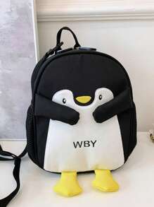 1 Pc New Style Penguin Shaped Nylon Backpack For Girls, Adjustable Shoulder Straps, Zipper Closure, Fashionable And Cute Design, Ideal For School, Outdoor Activities, And Gifts For Friends