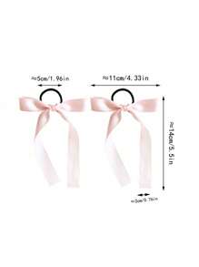 2-teiliges Set Haargummis mit süßer rosa Schleifen-Optik für Frauen, Ballett Schleifchen-Haarschmuck geeignet für den täglichen Gebrauch, Zopfhalter, Haargummis, Haargummis, Haarscrunchies