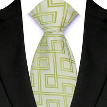 GOADAFOO Corbata de moda de 8 cm de ancho para hombre, de color verde con rayas, flores, cuadros y puntos. Corbata tejida jacquard para novio, negocios, boda y fiesta