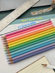Juego de lápices de colores pastel personalizados, lápices con nombre personalizado para niños, multifuncional, ornamental, reutilizable, moderno, colorido, lindo, vintage, de dibujos animados, kawaii, personalizado, único, para trabajadores, clientes, estudiantes, para negocios/trabajo/oficina, regreso a la escuela, suministros de oficina y escuela, decoración navideña, bolígrafo de escritura suave, nuevo trabajo, suministros de oficina - 17,5 x 1 cm - Ver 2