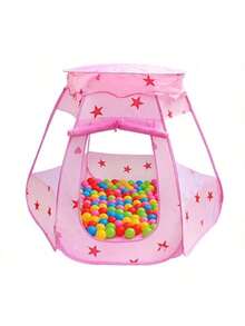 1pc Blue/Pink Hexagon Children'S Tent Game House With Fence Indoor/Outdoor Princess Tent & Ocean Ball Pool, Foldable (No Ball)Tent Baby,Fairy Tale Castle,Girls Boys Game Tent,Baby Toy,Baby Stuff,Baby Needs,Summer Outdoor Toys For Kids Tent,Children's Birthday Gift,Kids Toys