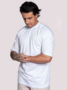 Kit Of 5 Men's Oversized T-Shirts, Plain, Cotton Fabric, High Neck, Many Colors