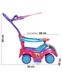 Joykoo Montable Correpasillos para Niños con Luz y Sonido Bastón con Toldo Protector - Rosa - Ver 4