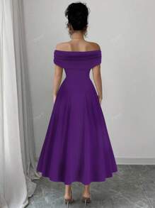 Women's Elegant Party, Date, Wedding, Formal Dinner Ruffle Off Shoulder Summer Solid Color Gala Maxi Dress