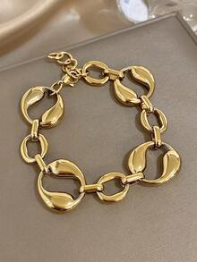 1 件现代简约金链手链，适合女士和女孩 - 18K 镀金不锈钢光滑链式珠宝，优雅可堆叠波西米亚海滩夏季假日旅行必备品，母亲节礼物，毕业周年礼物，Y2K 精致时尚手链，教师礼物 - 彩色 - 查看 5