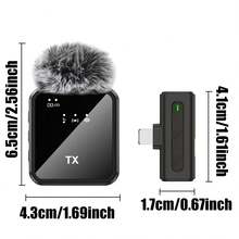 F15 Professional Wireless Lavalier Microphone System, Ultra-Low Latency, Noise Reduction, Automatic Mute, Long Working Time, Suitable For Live Streaming, Interviews, Video Recording. - Black I0S-2 - View 2