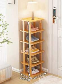 Prateleira vertical para sapatos de madeira dura de bambu faça você mesmo - prateleira de armazenamento vertical multifuncional, prateleira organizadora doméstica que economiza espaço, adequada para vários cômodos, estrutura de tábua de madeira, sem necessidade de eletricidade