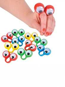 5 pièces Anneaux de doigt à activation par les doigts, décoration de fête d'anniversaire créative avec gros yeux de doigt en forme de boule oculaire. (Couleurs aléatoires)