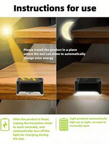 4 piezas Luces decorativas solares para exterior, 1 LED luz cálida, luces de cubierta - Carcasa negra, luces de pared, luces solares para jardín valla, luces solares para patio y escaleras, regalo para Halloween, Navidad y Acción de Gracias