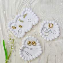 [1pc Jewelry Display Tray] 1pc Plaster Jewelry Display Tray, Jewelry Tray, Exquisite White Ring Earrings Tray, Dressing Table Decoration Display Tray, Jewelry Display Decoration Photo Props, Jewelry Trays