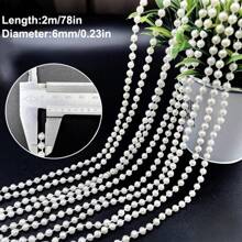 2m/78in, 10m/393in Faux Pearl Beaded Garland Chain, DIY Wedding Decor Curtain, Round Pearls Do Not Break When Cut