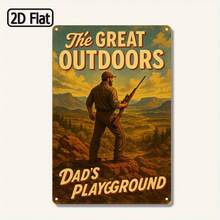 1pc, 2D Flat Decorative Plaque, The Great Outdoors, Dad's Playground, Ideal For Outdoor Themed Spaces, Man Cave, Or Outdoor Enthusiast Dads' Rooms, Tribute To Dads Who Love The Outdoors, Outdoor Inspired Aesthetic, Size 8x12inchs/20x30cm - Multicolor - View 2