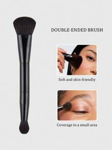 1 Stück Doppelendiger schwarzer Foundation- und Konturpinsel, multifunktionales professionelles Kosmetikwerkzeug