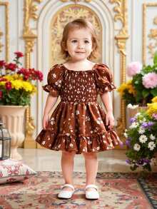 Baby Girl Floral Allover Print Puff Sleeve Bodysuit - Multicolor - View 3