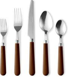 CAROTE 20Pcs Silverware Set, Stainless Steel Flatware Set With Khaki Handle, Dining Tableware Cutlery Set For 4, Utensil Sets For Home Restaurant, Mirror Polished Spoon And Fork Set, Dishwasher Safe - 棕色 - 查看 1