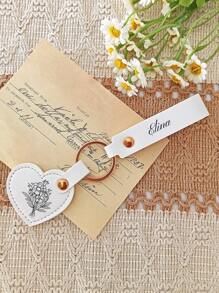 1 pezzo Portachiavi personalizzato in pelle sintetica, con fiori e nome personalizzati, anello portachiavi in pelle, targhetta per borsa, regalo nuovo per la casa, regalo di compleanno per lei, regalo festivo. Questo è un pezzo versatile.