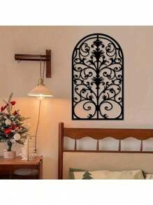 CIFbuy 1pc Ornate Metal Window Frame & Arch Wall Sculpture - Rustic Baroque Style Gothic Decor For Living Room, Creates Stunning Cathedral-Inspired Accent Wall,Suitable For Modern Home Decor, Home Decoration, Room Decor, Bedroom Decor