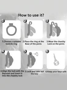 Male Inverted Negative Chastity Cage With 4 Rings Set, Small Men Flat Chastity Device Lock, Realistic Pussy Penis Cage Design, BDSM Bondage Adults Sex Toys For Gay Couples (Pink)