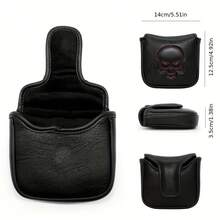 Skull Pattern High-Quality Waterproof And Wear-Resistant Club, PU Soft Plush Lining Club Cover With Magnetic Closure, Suitable For Most Mallet Putter. - Black - View 7