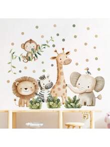 2 Stücke niedliche Boho Tier Wandaufkleber, süßes Elefant Giraffe Blatt Design - PVC abnehmbare Aufkleber für Schlafzimmer, Wohnzimmer & Badezimmer Wanddekoration & Heim Ästhetik