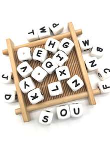 26pcs Silicone Beads, 12mm Square Letter Loose Spacer Beads, Suitable For Handmade DIY Jewelry Making, Bracelets, Necklaces, Keychains / Pen Beads, Mobile Phone Pendants, Bag Accessories, Birthday Gifts, Gifts For Women