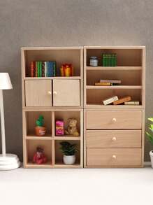 1pc 1:12 Scale Wooden Handmade Doll House Cabinet, Can Be Used As Shoe Cabinet, Storage Rack, Bookshelf, Display Shelf, Wine Cabinet, Drawer Cabinet, Multifunctional Cube Cabinet, Exquisite Dresser, Suitable For Various Placements, Applicable For Various Projects