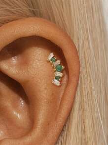 1 Stück Natürlicher Moos Achat 925 Sterling Silber Ohrringe für Frauen, klassischer flacher Rücken Piercing, minimalistisches Geschenk für Mütter, Brautschmuck, hochwertiger Schmuck