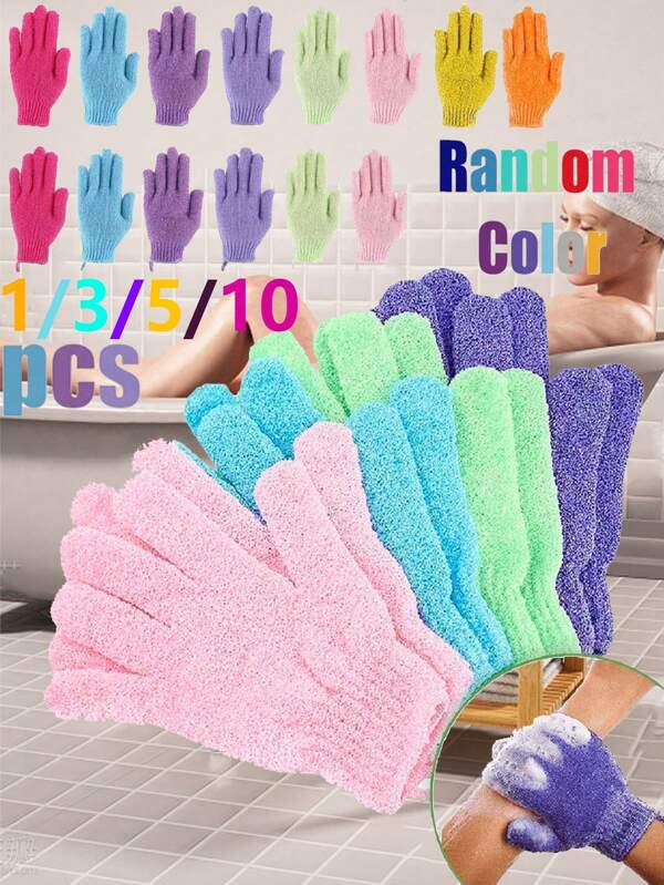 10pcs/1pc Exfoliating Gloves, Suitable For Shower, SPA, Massage, Body Scrub. Medium Exfoliating Gloves For Shower, SPA Massage, Body Scrub - Exfoliating Gloves For Women And Men, Double-Textured Shower Gloves For Body Scrub, Exfoliating Gloves, Natural Body Cleansing Cloth, Body Cleaning Tool, Blue Home Bathroom Decor Bathroom Accessories Bathroom Organizer Summer