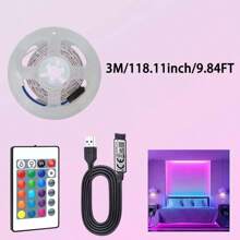 Striscia luminosa LED RGB 1M - 40M, alimentata tramite USB, viene fornita con telecomando a 24 pulsanti e controllo tramite app, illuminazione multicolore, ottima per la creazione di atmosfera nella camera da letto e per feste in casa