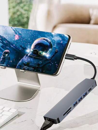 4K HDTV Video Capture Card, 104MB/S High-Speed USB C Capture Device, 3-In-1 Multi-Port Adapter For Streaming, Gaming, Live Streaming, Switch, OBS, Type-C/USB-A/SD Card Reader