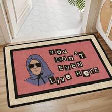 1pc 16"*24" 18"*30" Funny 'You Don't Even Live Here' All-Weather Doormat - Perfect Housewarming Or Birthday Gift,  Hand Wash, Rectangular Front Door Decor,Non-Slip Outdoor/Indoor Rubber Door Mats For Front Door/Garden/Kitchen/Bedroom