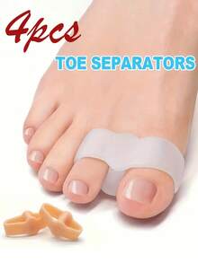 4 piezas/2 piezas Separador de dedos de goma suave con 2 anillos, espaciador de dedos de silicona, apto para yoga y relajación diaria, diseño flexible y reutilizable, extensor de dedos, apto para cuidado de los pies tanto en hombres como en mujeres - Multicolor - Ver 9