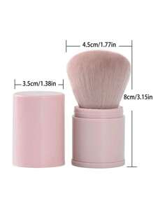 Portable Single Retractable Multifunctional Makeup Brush For Blush, Powder & Rouge - Mushroom Head Cosmetic Brush (Compact Travel Design)