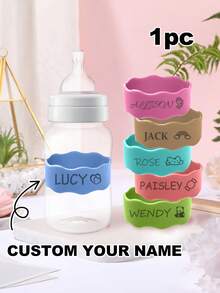 LICVIC 1pc Personalized Bottle Labels, Reusable Silicone Non-Slip Name Bands, Name Bands For Children's Bottles, Drinking Cups For Nursery Classrooms, Homes, Valentine Day, Valentine Day Decor Adhesive Stylish, Adorable, Colorful Custom, Personalized, Unique Ideal Gifts For Her Friends, Son, Daughter, School Students, Workers, Kids School, Home, Office Birthday Graduation, Multi-Functional, For Anniversaries, For Valentine's Day, For Mother's Day, For Father's Day, For Graduation, For Weddings, For Housewarming,Warm Ambience,Fall Decor,Elegant Living,Artful Living - Style 1 - View 2