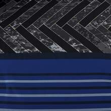 7 Pieces Grey/Blue/Black Striped Comforter Sets Queen King Bed In A Bag Warm Soft Microfiber Complete Bedding Sets With Sheet Set And Pillowcase For All Seasons - 藍色 - 查看 7