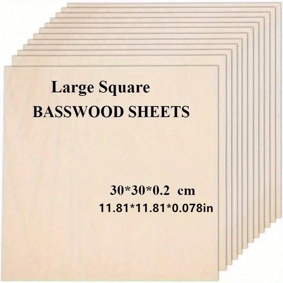 4/8pcs Basswood Sheets For Crafts Wood Sheets With Smooth Surfaces Squares Wood Boards For Laser Cutting, Wood Burning, Architectural Models, Staining