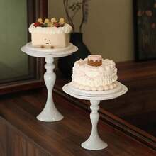 1pc Elegant Lace Decorated White Cake Stand, Metal Cake Display Set For Dessert Platter And Cupcakes, Suitable For Christmas, Birthday, Party, Wedding, Celebration - Multicolor - View 8
