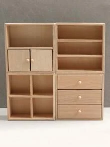 1pc 1:12 Scale Wooden Handmade Doll House Cabinet, Can Be Used As Shoe Cabinet, Storage Rack, Bookshelf, Display Shelf, Wine Cabinet, Drawer Cabinet, Multifunctional Cube Cabinet, Exquisite Dresser, Suitable For Various Placements, Applicable For Various Projects