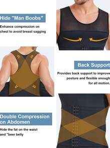 TAILONG Men Body Shaper Slimming Vest Tight Tank Top Compression Shirt Tummy Control Underwear Moobs Binder