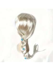 1pc Princess Role Play Wig Braid Hair Clip Accessory, Anime Character Cartoon Toy Hair Clip Gift, Non-Detachable Flower - Multicolor - View 4