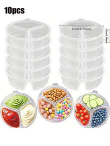 20 contenants de condiments portables à double chambre - Plateau de sauce et de trempette réutilisable en plastique, tasse de trempette multifonctionnelle avec couvercle, boîte à vinaigrette à emporter, boîte de condiments à double chambre, boîte de collation à double chambre avec sauce à emporter, rentrée des classes, Halloween, collations et sauces de voyage, collations de plage, Noël, fête des mères, fêtes, anniversaires, rassemblements