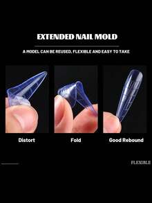 FULL BEAUTY Caja de 144 piezas Moldes de extensión de uñas largas en forma de ataúd/ovalada de colores claros para arte de uñas, con cobertura completa, molde para extensión de uñas de gel UV, acrílico y arte de uñas DIY, incluye 12 tamaños, escala y puntas en forma de U para extensiones de uñas artificiales falsas