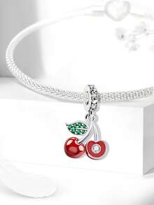 1PC 925 Sterling Silver Fashionable Cherry Grape Mushroom Basket Pendant Beads Charm Suitable For Bracelets DIY Women's Jewelry - Silver - View 4