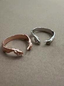 1 pièce Bague unique minimaliste "La main de Dieu donnant la vie à Adam" pour femmes et hommes. Bijou de mode, cadeau idéal, réglable