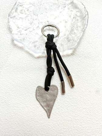 1pc Women Woven Rope Heart-Shaped Keychain Pendant, Versatile DIY Handmade Bag Charm Decor