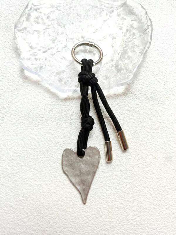 1 peça de chaveiro com pingente em forma de coração de corda trançada para mulheres, decoração versátil de bolsa artesanal faça você mesmo