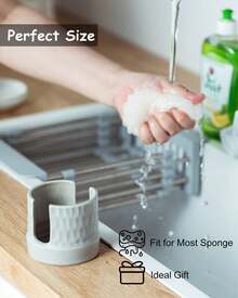 Zoeeker Kitchen Sink Sponge Holder, Dish Sponge Rack Ceramic Brush Holder Farmhouse Kitchen Dish Rack For Brush, Scrubbers, Bathroom, Sink, Speckled Glaze - Blue - View 5