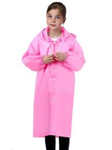 1pc Kids' Hooded EVA Raincoat, Portable, Casual, Long Sleeve, Solid Color, Slight Stretch, Super Loose Fit, For Boys And Girls, 8-10 Years Old, For Hiking, Outdoor, Weekend Casual, Fall, Spring, Summer, Winter, Thick, Back To School""Back To School Gifts For Boys&Girls"